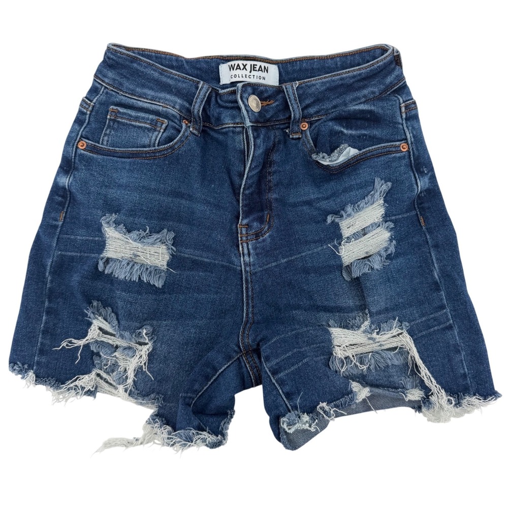 Wax Jean Collection Denim‎ Shorts Womens Small Blue Distressed High Rise Cut Off